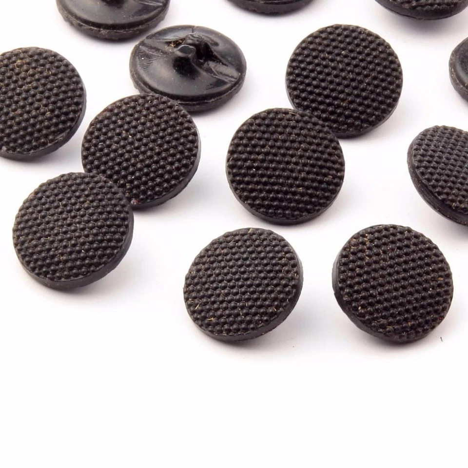 Lot (12) Czech Art Deco vintage black dotted bumpy glass buttons 13mm - Image 1 of 1