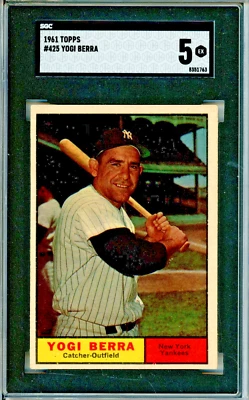 1961 Topps Yogi Berra baseball card, SGC graded EX 5, #425 in the set Yankees - Image 1 of 2