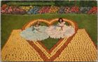 Vintage 1950 St. Petersburg, Florida Postcard "Orange Harvest" Girls / Heart