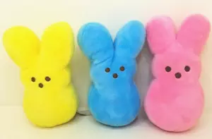 3er Set Ostern Peeps Plüsch 6 Zoll Marshmallow Hasen rosa gelb blau Just Born - Bild 1 von 9