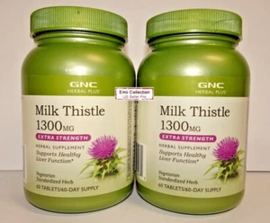 GNC Herbal Plus Milk Thistle 1300MG Extra Strength 60 Tablets Bundle - Picture 1 of 4