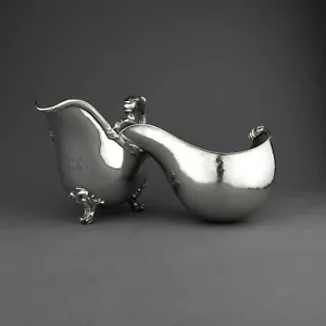 Antique Sterling Silver Gravy / Sauce Boat. Hunt Roskell, late Storr Mortimer. - Picture 1 of 12
