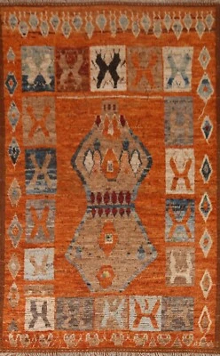 Alfombra oriental geométrica marroquí naranja 6'x8' lana hecha a mano alfombra tribal  Foto 1 de 4