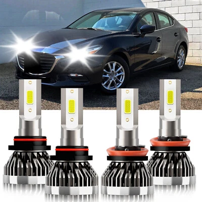 Kit de faros LED brillantes para Mazda 3 Sport 2010-2018 6000K luces altas bajas Foto 1 de 4