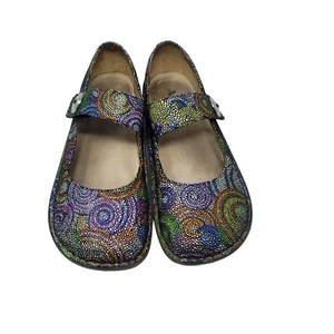 Alegria Whimsical Leather Mary Jane Shoes 42 Colorful Swirl Fairycore Kidcore - Picture 1 of 13