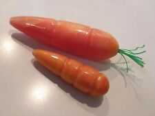 Early Italian Alabaster Stone Fruit Two Orange Carrots Hand Carved