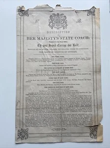 Antique Royalty Queen Victoria State Coach Carriage Description Build In 1761 - Picture 1 of 4