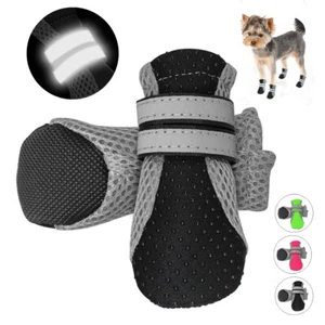 4pcs Dog Shoes Soft Mesh Anti Slip Boots Booties Socks Reflective for Small Dogs - Picture 1 of 18
