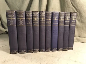 Memoirs of the Courts of Europe 10 Beautiful Blue Antique Books Shabby Chic Deco - Foto 1 di 8