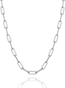 925 Sterling Silver Paperclip Lobster Clasp Chain 3Mm 4Mm 5Mm 6Mm 7Mm Necklace f - Picture 1 of 6
