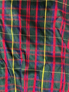 18" Drop Silk Dransfield & Ross Tartan Plaid 3 Panel King Bed Skirt Dust Ruffle - Picture 1 of 7