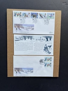 Great Britain 1990 FDC +Christmas Greetings #1340-44 +2 CXLs +Cachets +Info Card - Picture 1 of 2