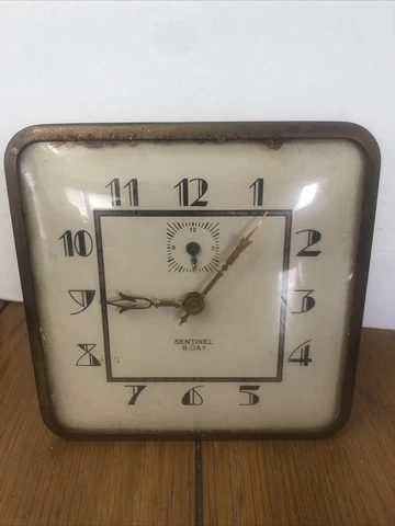 Vintage Ingraham Sentinel Art Deco metal Alarm Clock 8 Day Clock 5” Cover
