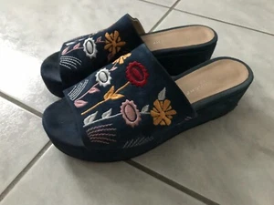 ERIKA ROCCHI Pantolette Gr.37 BlauVelours-Echtleder Pumps - Bild 1 von 3