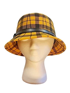 MAYSER Germany - Bright Yellow  Plaid Wool Bucket Hat -  57cm / 22.5in MEDIUM - Picture 1 of 14