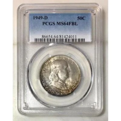 1949 D Franklin Half Dollar PCGS MS64FBL *Rev Tye's* #4011 - Image 1 of 4