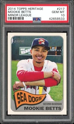 MOOKIE BETTS 2014 TOPPS HERITAGE MINOR LEAGUE #217 PSA 10 RC - Image 1 of 2