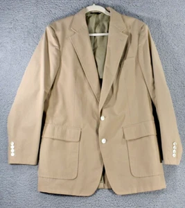 Haspel Blazer Jacket Mens 42L 3-Button Notched Lapel Khaki Cotton Washable - Picture 1 of 19