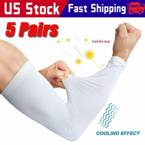 5 Pairs Cooling Arm Sleeves Cover UV Sun Protection Sports Outdoor For Men Women - Picture 1 of 18