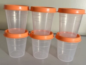 Nuevo Tupperware 2 oz Enanos Juego de 6 Contenedores Transparentes con Tapas de Sellos Naranja - Imagen 1 de 4