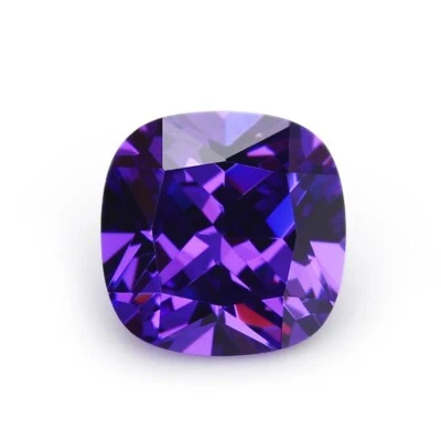 AAAAA 10x10MM 6.68CT Purple Cubic Zircon Cushion Shape VVS Loose Gemstones - Image 1 of 4