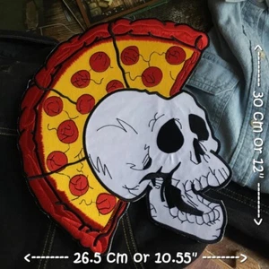 Skull Pizza Mohawk Street Punk Emo Iron on Embroidered Large Size Back patch XL  - Picture 1 of 2