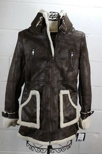 STEVE MADDEN Marrón Faux Suede Leather Faux Sherpa Shearling 3/4 Chaqueta de abrigo NWT - Imagen 1 de 7