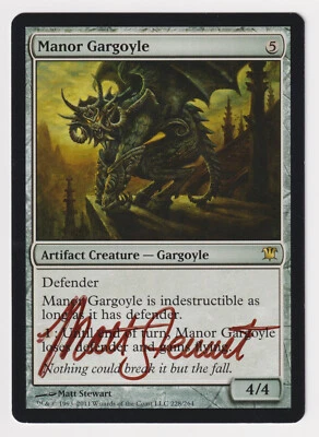 Brown Signed Manor Gargoyle HP Innistrad Artist Matt Stewart 2011 MTG Magic Rare - Image 1 of 2