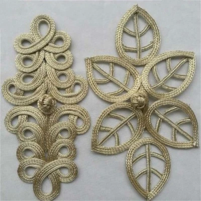 1 Pair Large Chinese Frogs Fasteners Closure Button Knots DIY Gold Black Vintage - Image 1 of 4