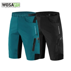 WOSAWE Mens Cycling Baggy Shorts Gel Padded MTB Mountain Bike Casual Pants Black - Picture 1 of 19