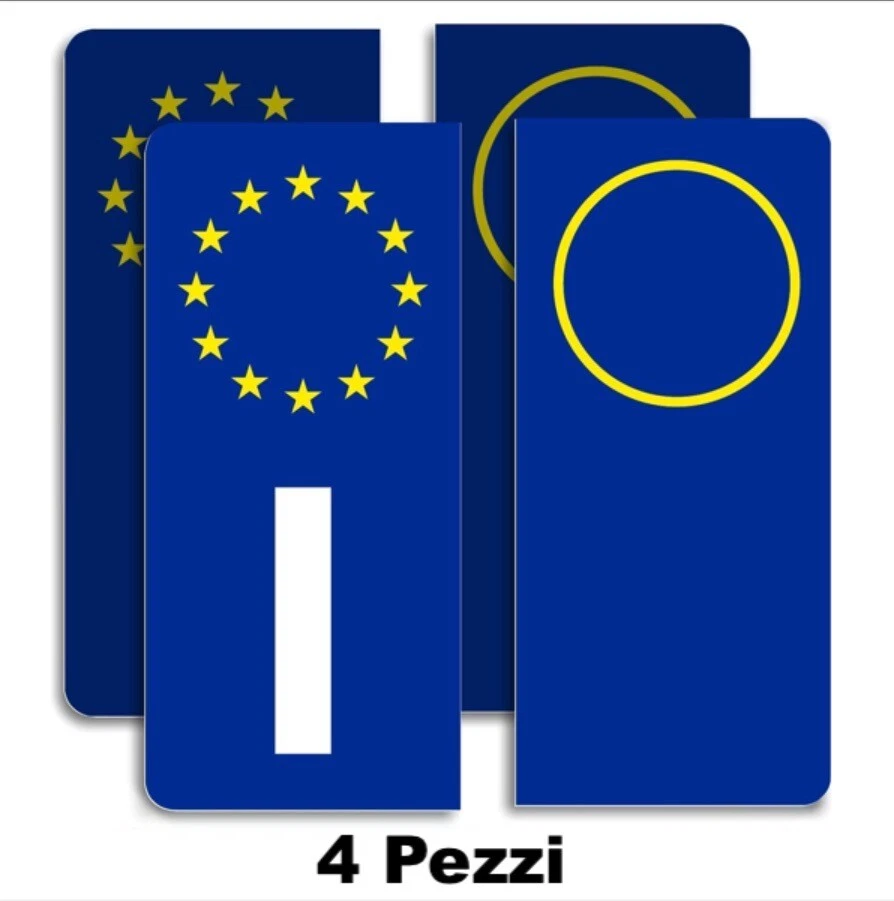 ADESIVI SIMBOLO ITALIA TARGA AUTO POSTERIORE EUROPA EUROPEA ANTERIORE qi - Immagine 1 di 2