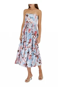 Cara Cara Torres Japanese Floral Cotton Poplin Strapless Dress SZ 6 $625 - Picture 1 of 5