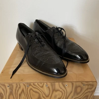 Vintage Stetson Old Masters Men’s Shoes 10 Embossed Calf A/C Width?  - Image 1 of 4