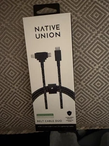 Native Union Belt Cable Duo 5ft Cable 60W USB-C to C & LIGHTN-ING TO USB-C - NEW - Picture 1 of 6