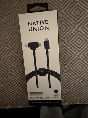 Native Union Belt Cable Duo 5ft Cable 60W USB-C to C & LIGHTN-ING TO USB-C - NEW - Image 1 of 4