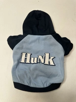 Small Dog “Hunk” Blue Hoodie Pullover Cute & Comfy Pet Outfit Pre-Owned Size XS - Image 1 of 4
