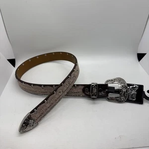 Angel Ranch Western Girl Belt Youth Tan Lace Overlay Crystals Brown DA3652 - Picture 1 of 4