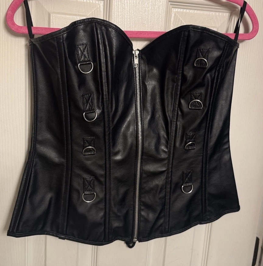 💣💣Allure Lingerie Black Faux Leather Bustier Size XL💣💣 - Image 1 of 4
