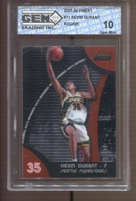 Kevin Durant Topps Finest #71 2007-08 gema como nueva 10 radiocontrol novato Houston Rockets Foto 1 de 2