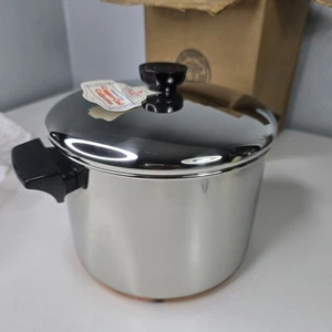 Olla de colección NOS Revere Ware 5 cuartos de galón 1994 revestida de cobre caja abierta hecha en EE. UU. - Imagen 1 de 9