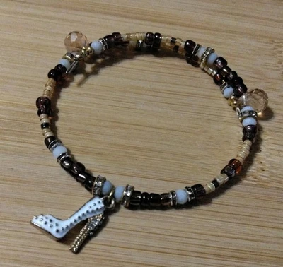 Handmade 10 in Wrap Bracelet-Glass, Plastic, Glass Crystals-1 High Heel Charm. - Image 1 of 4