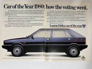 Original Lancia Delta Car of the Year Blue Magazine Poster Advert Man Cave Retro - Picture 1 of 3