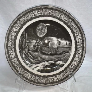 Slice of Life 222 Fifth Dinner Plate Lunar Barbecue Astronaut Airstream 10.5” - Picture 1 of 11