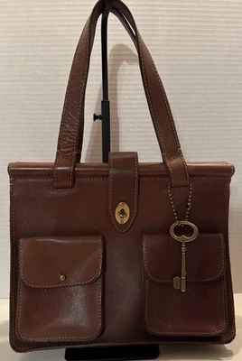 Vintage Fossil Brown Genuine Leather Satchel/Handbag/Purse - EUC - Image 1 of 4