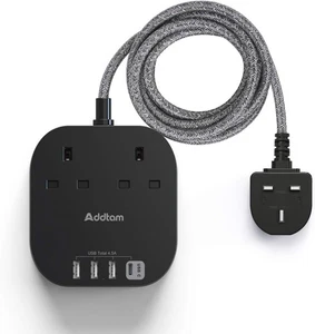 Extension Lead with USB Slots, Power Strips with 2 Way Outlets 4 USB(4.5A, 1 Typ - Picture 1 of 7