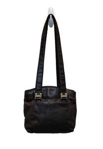 Vtg St. John's Bay Genuine Leather Double Shoulder Straps Handbag Black Classic - Picture 1 of 14