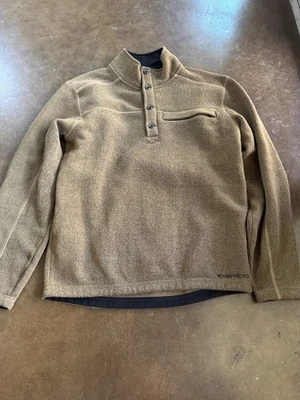 Ex Officio Men's Sweatshirt Size Medium Brown 1/4  Cotton Blend Button Up Shirt - Image 1 of 4