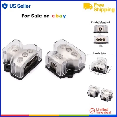 Car Power Distribution Block 3 Way 0 Gauge In 3x 4 Gauge Out Heavy Duty - Image 1 of 4