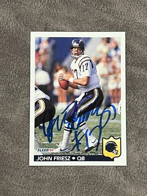 1992 Fleer John Friesz #358 Chargers AUTO Signed Autograph! - Image 1 of 2