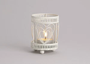 Portavelas Tealight Metal Nostálgico Corazón Blanco - Imagen 1 de 1